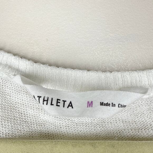 Athleta Sunrise Sweater in Bright White Size Medium Lightweight Summer Beachy - Picture 7 of 8